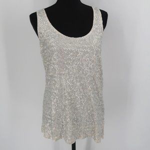 J.Crew White Sequin Tank Top Size Large